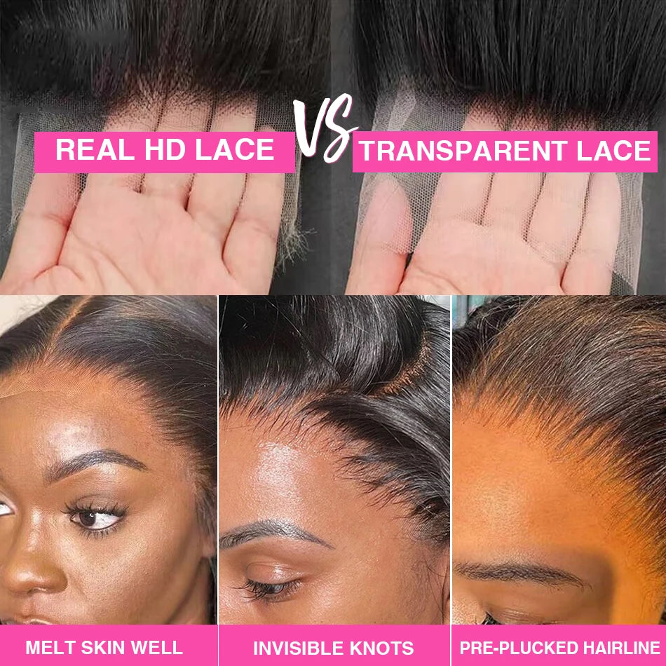 HD Transparent 13x6 Body Wave Lace Front Wig Pre Plucked 360 Lace Frontal Wig Human Hair
