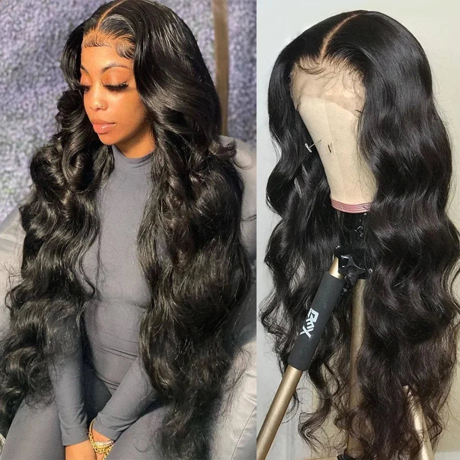 HD Transparent 13x6 Body Wave Lace Front Wig Pre Plucked 360 Lace Frontal Wig Human Hair