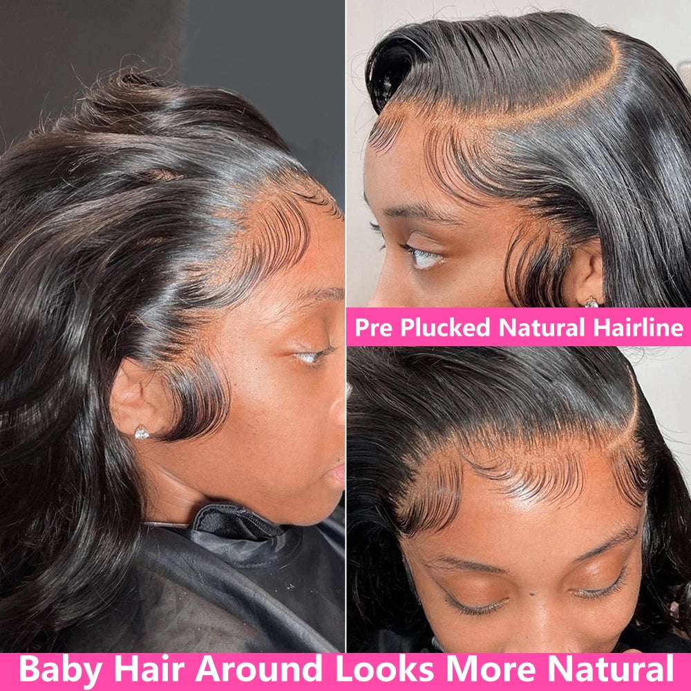 HD Transparent 13x6 Body Wave Lace Front Wig Pre Plucked 360 Lace Frontal Wig Human Hair